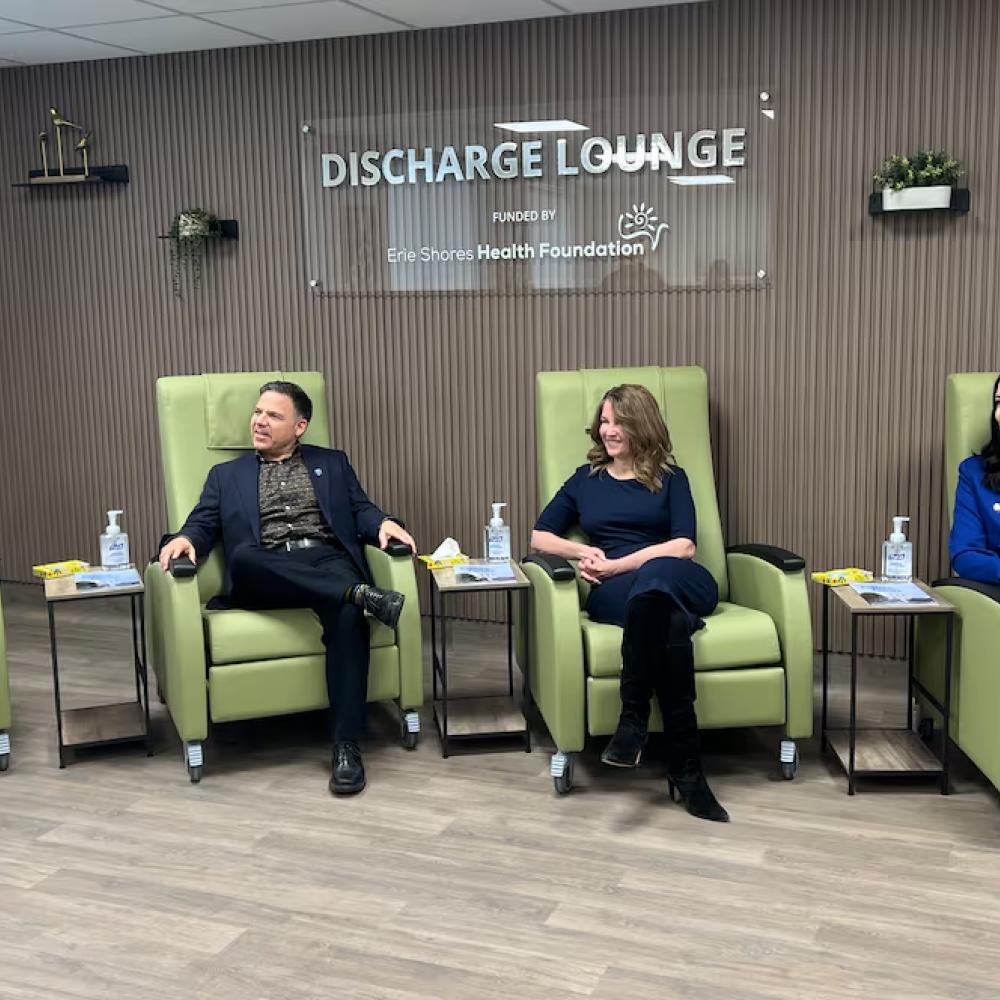 Hospital officials say a new 'discharge lounge' is improving wait times, and encourage a province-wide rollout