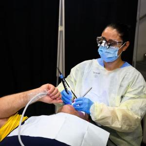 Dental hygiene students in Vancouver provide care to unhoused people