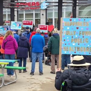 Waterloo rally protests 'deadly attack' on public healthcare system