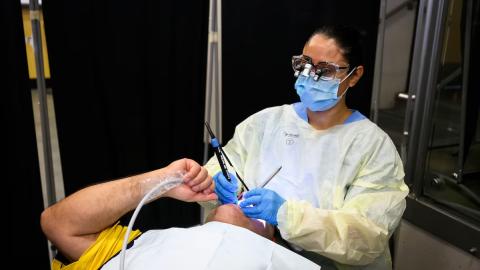 Dental hygiene students in Vancouver provide care to unhoused people