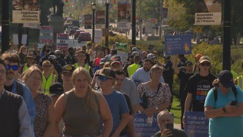 Protests clash at Queen's Park over gender-affirming care for youth