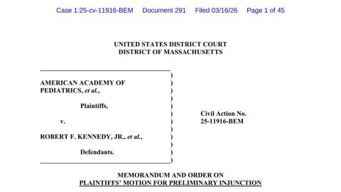 U.S. Court Rules Against RFK Jr.'s Vaccine Policies