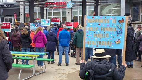 Waterloo rally protests 'deadly attack' on public healthcare system